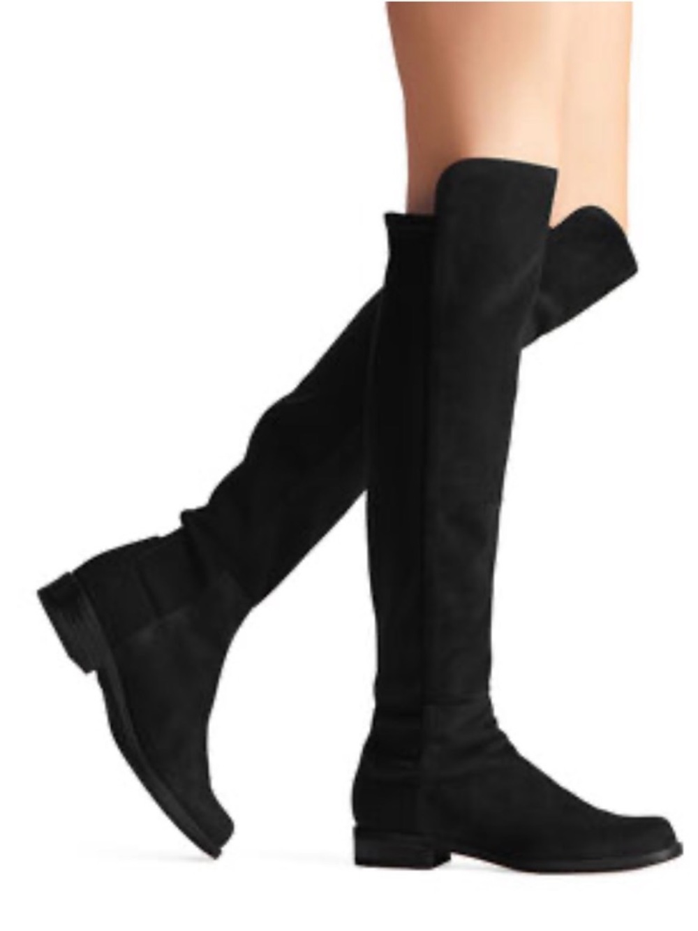 Stuart Weitzman 5050 Black Suede Over-the-Knee Boots Stretch Back Size 7.5
